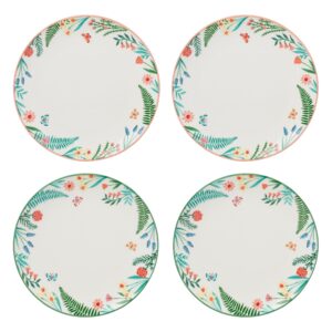 Spring Floral Butterfly Accent Decorative Plates, Set of 4