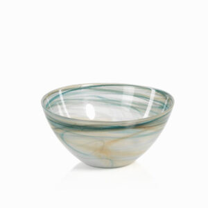 Lagoon Blue Alabaster Glass Bowl