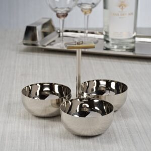 Polished Nickel Condiment Set with Horn Trim