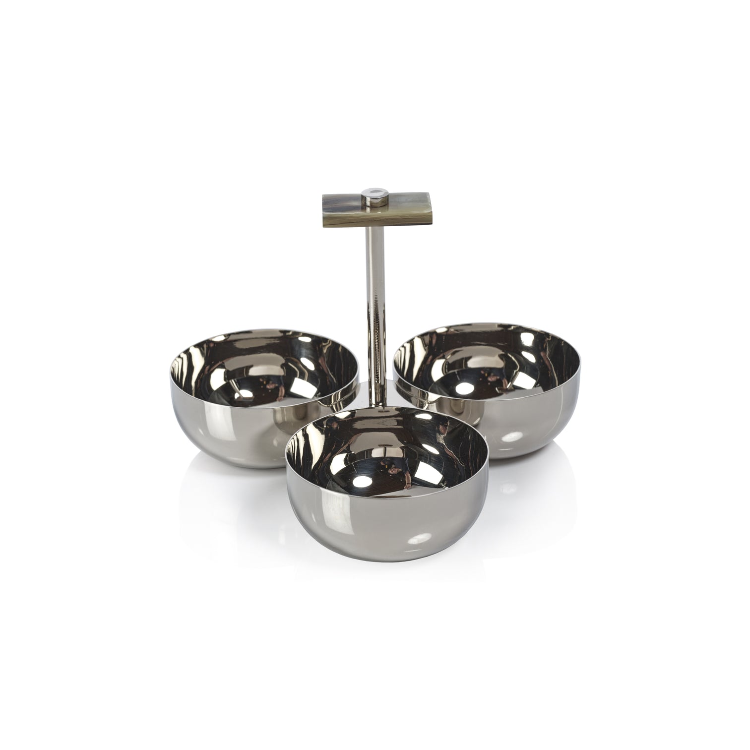 Polished Nickel Condiment Set with Horn Trim - Image 2