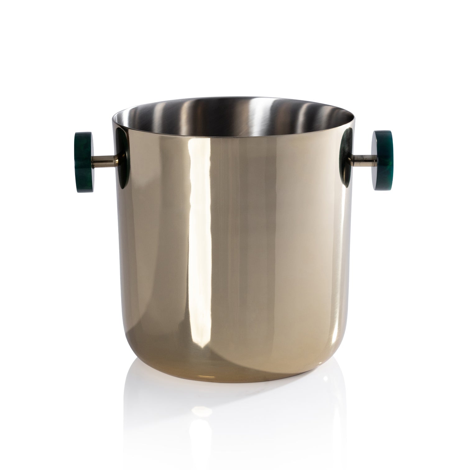 Gold Ice Bucket with Green Marble Handles - Image 2