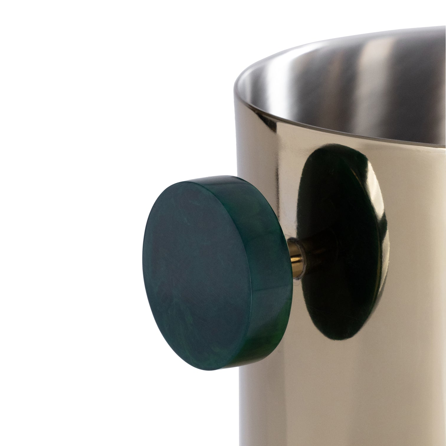 Gold Ice Bucket with Green Marble Handles - Image 3