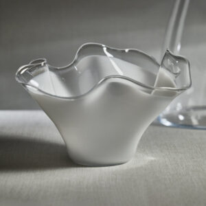 White Tall Wave Glass Bowl - 16.25 in